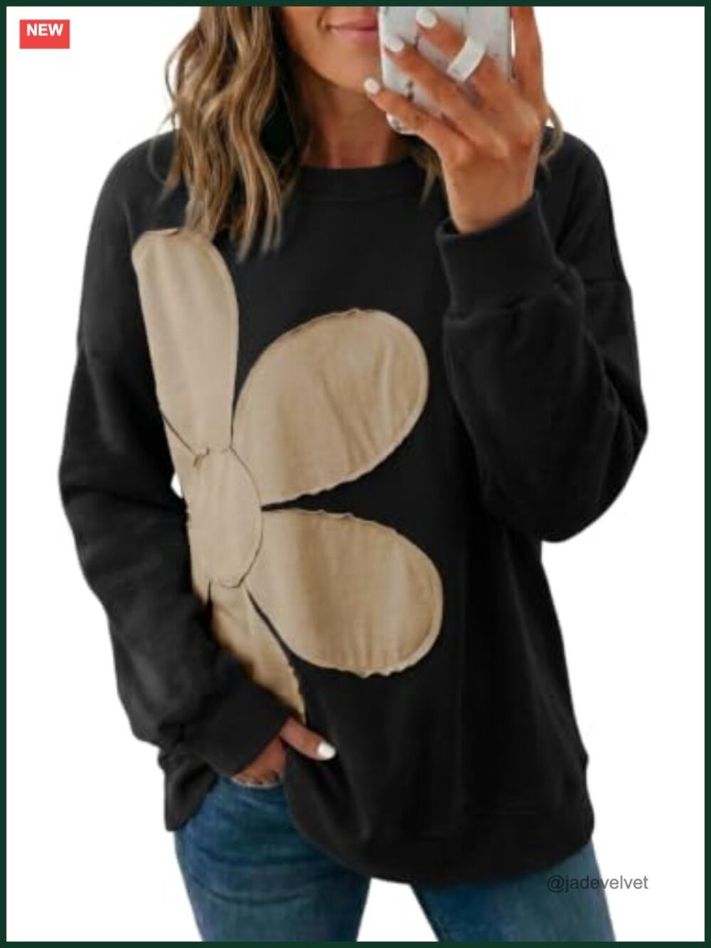 Womens Floral Long Sleeve Crewneck Sweatshirt Loose Lightweight Pullover Tops